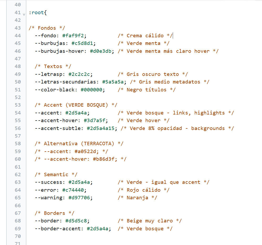 Variables CSS personalizadas para el diseño del theme en Ghost