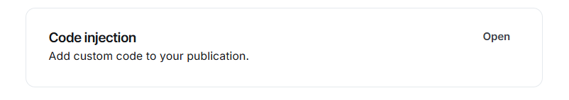 Panel de Code Injection de Ghost para agregar código personalizado