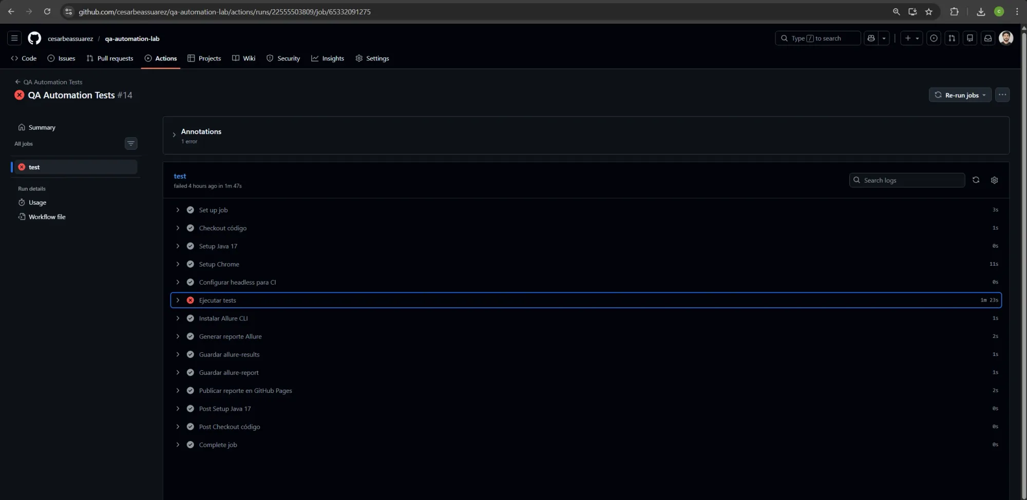CI/CD con GitHub Actions para Selenium: pipeline, Allure Reports y GitHub Pages