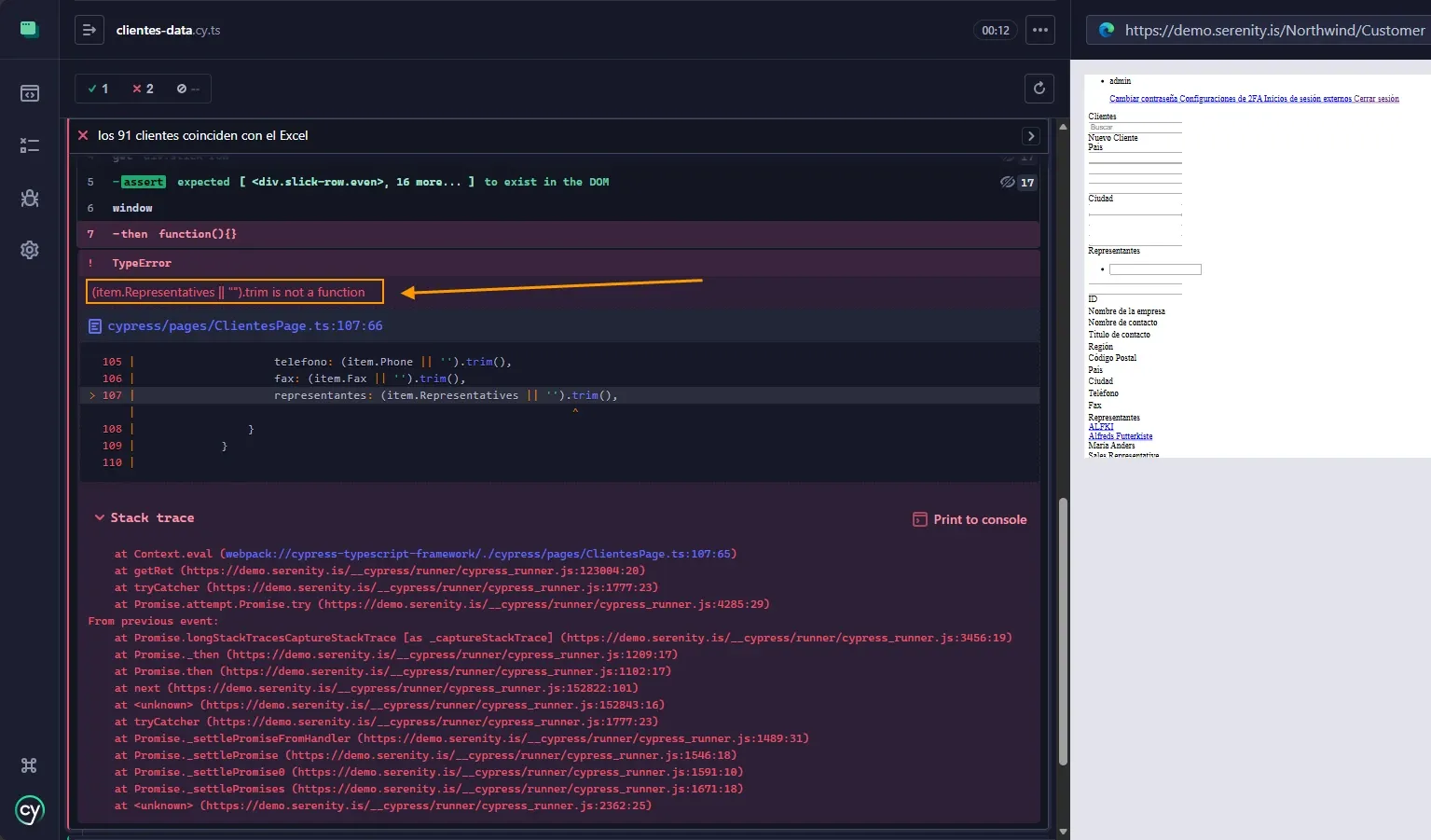 TypeError item.Representatives.trim is not a function en Cypress porque Representatives es un array no un string 