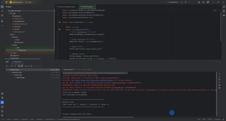 Sesión 1 de mi lab de QA Automation: Selenium + Java desde cero
