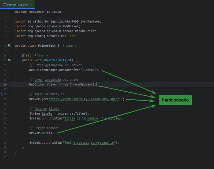 Sesión 4 de mi lab de Selenium + Java: Dejé de hardcodear, ahora uso config.properties y DriverManager