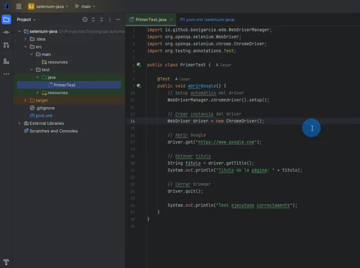 Sesión 2 de mi lab de Selenium + Java: Por qué borré todo y volví al día 1