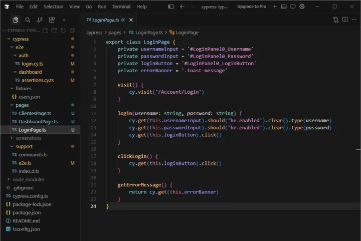 Cypress: Page Object Model, 3 pages y 2 errores reales contra Serenity.is